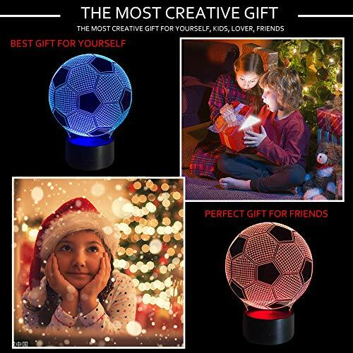 Ticent Soccer 3D Illusion Night Light 7 Color Touch Switch Plastic 5V by Deal US