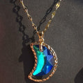 Haowuliao Moon Necklace Women 17x28mm Gold Cable Chain Casual Space by Deal US