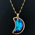 Haowuliao Moon Necklace Women 17x28mm Gold Cable Chain Casual Space by Deal US
