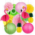 YUNXUAN Flamingo Pineapple Party Decorations Paper Lanterns Fans Pom Poms by Deal US