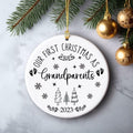 AnhTram97 Our First Christmas As Grandparents Ornament White Ceramic DoubleSided by Deal US