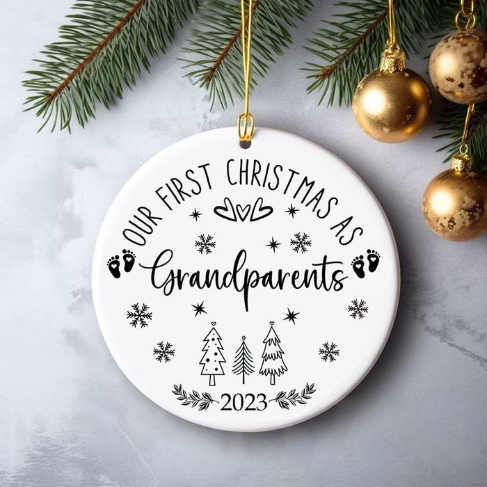 AnhTram97 Our First Christmas As Grandparents Ornament White Ceramic DoubleSided by Deal US