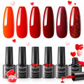GELLEN Gel Nail Polish Set 6 Colors Burgundy Red Glitter Crimson Celebration by Deal US