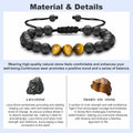 M SHUYUN Tiger Eye Men's Adjustable 8mm Beaded Lava Rock Bracelet by Deal US