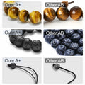 M SHUYUN Tiger Eye Men's Adjustable 8mm Beaded Lava Rock Bracelet by Deal US