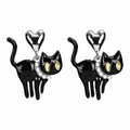 OFGOT7 Black Cat Halloween Pearl Dangle Earrings Metal Jewelry for Women by Deal US