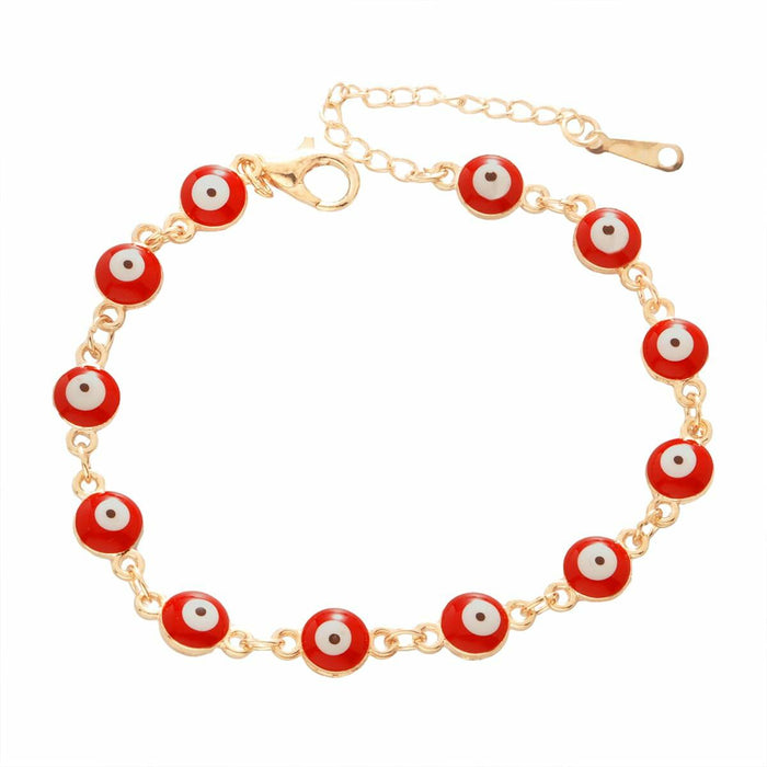 LETAJOY 14k Gold Evil Eye Bracelet Women Red Eyes Rope Chain 8.26" by Deal US