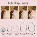 fcaylo 925 Sterling Silver Gold Hoop Earrings Lightweight Hypoallergenic 40mm by Deal US