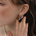 OFGOT7 Black Cat Halloween Pearl Dangle Earrings Metal Jewelry for Women by Deal US