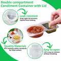 Double Compartment Condiment Containers with Lids 16 PCS Plastic Reusable by Deal US