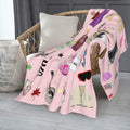 Levionys Music Fans Print Fleece Blanket Pink Purple 50x60 Flannel by Deal US