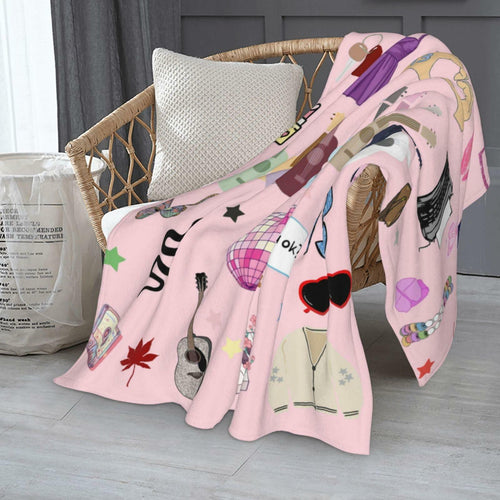 Levionys Music Fans Print Fleece Blanket Pink Purple 50x60 Flannel by Deal US