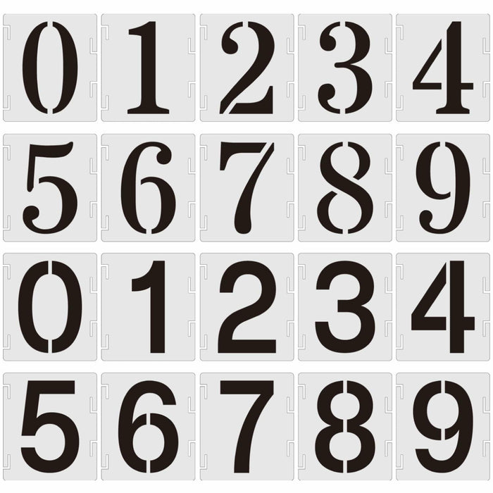 Duozea 4 Inch Number Stencils Set Plastic Reusable Templates for Painting by Deal US