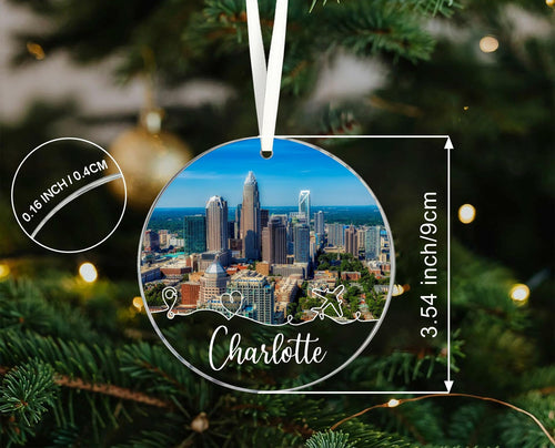 Lerime66 Charlotte City Travel Souvenir Christmas Ornament Acrylic 3.54in by Deal US