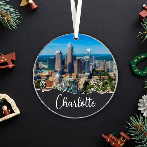 Lerime66 Charlotte City Travel Souvenir Christmas Ornament Acrylic 3.54in by Deal US