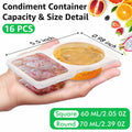 Double Compartment Condiment Containers with Lids 16 PCS Plastic Reusable by Deal US