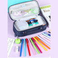 KEBEIXUAN Canvas Pencil Case Large Capacity Zipper Organizer Pink by Deal US