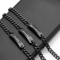 Huiuy Engraved DAD Stainless Steel Link Bracelet Black 9 Inch by Deal US