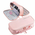 KEBEIXUAN Canvas Pencil Case Large Capacity Zipper Organizer Pink by Deal US