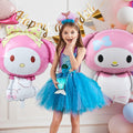HKWRZK 2 Pcs Kawaii Cartoon Pink Foil Balloons Birthday Party Decor by Deal US