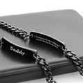 Huiuy Engraved DAD Stainless Steel Link Bracelet Black 9 Inch by Deal US