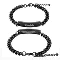 Huiuy Engraved DAD Stainless Steel Link Bracelet Black 9 Inch by Deal US