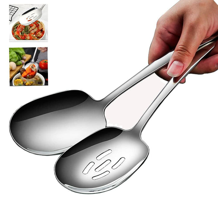 SIAIQIANG 18/8 Stainless Steel Serving Spoons Set 9.8in Silver 2pc by Deal US