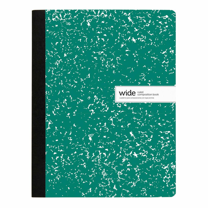 Office Depot Composition Notebook Wide Ruled Green/White 100 Sheets 9.75x7.5 by Deal US