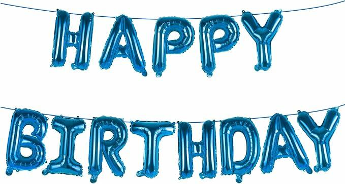 LtytyJ Happy Birthday Balloons Banner 16 Inch Mylar Foil Letters Blue by Deal US