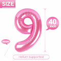 40in Pink Number 9 Balloon Large Foil Birthday Decoration for Men Women Kids by Deal US