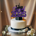 RLXPT Class of 2025 Cake Topper Congrats Grad Black Purple Glitter Foil by Deal US