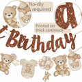 CANDY CHEF My Beary 1st Birthday Banner Set 3Pcs Brown Glitter Animals by Deal US