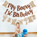CANDY CHEF My Beary 1st Birthday Banner Set 3Pcs Brown Glitter Animals by Deal US