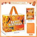 SolarGlory Orange Basketball Gift Bag Large with Handles Tissue Paper Card by Deal US