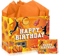 SolarGlory Orange Basketball Gift Bag Large with Handles Tissue Paper Card by Deal US