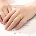 Mozume 14K Gold Plated Sterling Silver Ring Eternity Band (Gold 2, 8) by Deal US