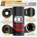 Aiourx 1/2" Drive Impact Socket 1" Deep 6 Point CR-V SAE for Car Repair by Deal US