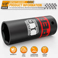 Aiourx 1/2" Drive Impact Socket 1" Deep 6 Point CR-V SAE for Car Repair by Deal US