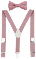 Pzle Boys' Bow Tie and Suspenders Set Adjustable Elastic 30 Inches Blush Pink by Deal US