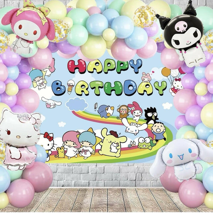 Generic Kawaii Birthday Party Decorations Set Banner Cake Topper Balloons Plates by Deal US