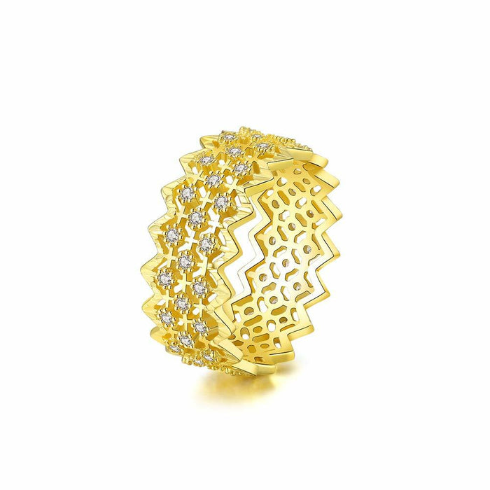 Mozume 14K Gold Plated Sterling Silver Ring Eternity Band (Gold 2, 8) by Deal US