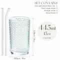 KEMORELA 6PCS Hobnail Old-Fashioned Glasses Set 15oz with Reusable Straws by Deal US