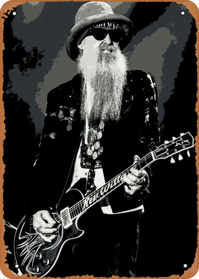 AirBnk Vintage Metal Tin Sign Billy Gibbons Guitar Retro 8x12 inch by Deal US