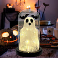 DAZONGE Lighted Ghost in Glass Dome Cloche Halloween Decor Indoor Black White by Deal US