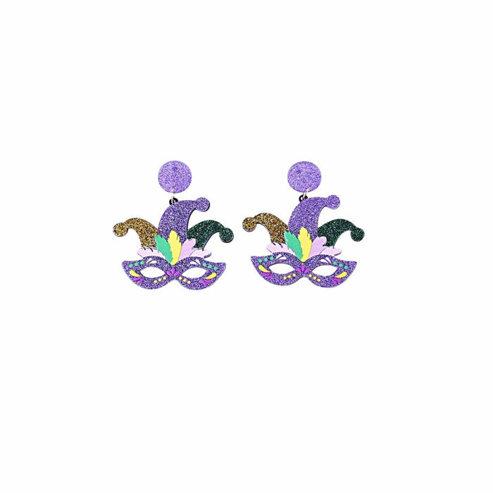 Fuqimanman2020 Mardi Gras Carnival Dangle Earrings Acrylic Mask Star Design by Deal US