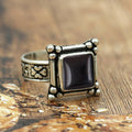 Natural Black Onyx 925 Silver Plated Ring Black Stone Size 5 by Deal US