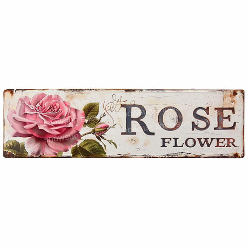 Snowsun Metal Tin Sign Pink Rose Flower Vintage Bar Decor 4x16 Inch by Deal US