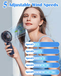 Akejrym Portable Handheld Fan 4000mAh LED Display 5 Speeds 90° Adjustable Blue by Deal US