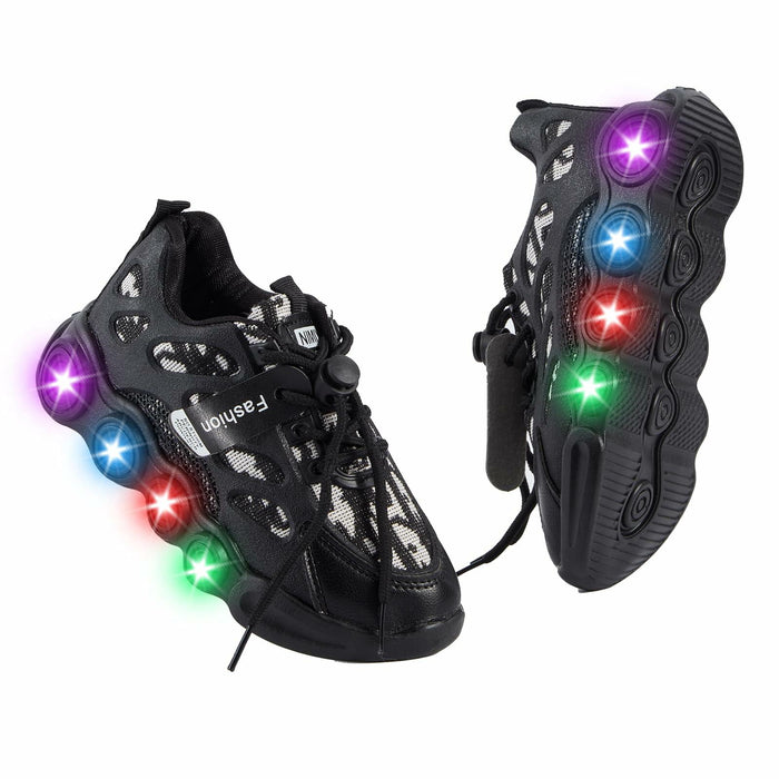 VRYUZHOU Children's Shining Party Sneakers Christmas Cartoon Black Size 7 by Deal US