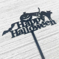 JIEEIN Happy Halloween Cake Topper Black Acrylic 1 Piece Party Décor by Deal US